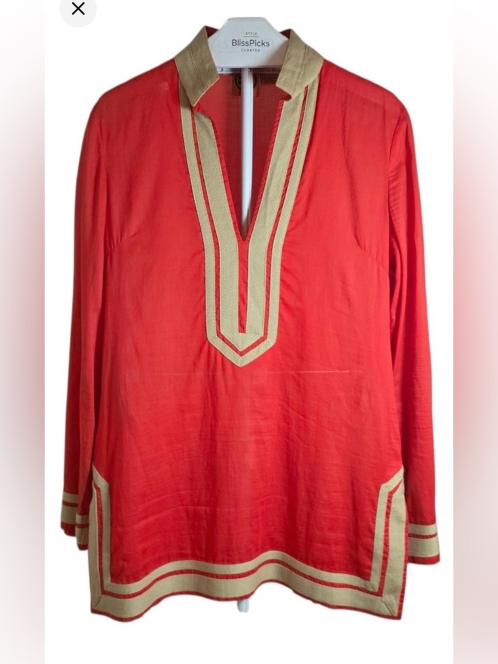 Tory Burch Orange Tunic with Beige Trim